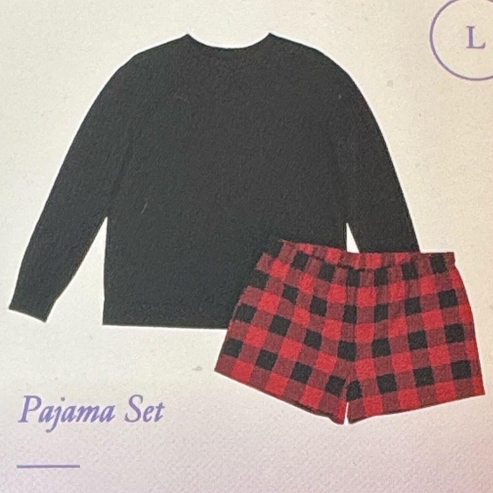 Stars Above Black and Red Buffalo Check Pajama Set Size Large